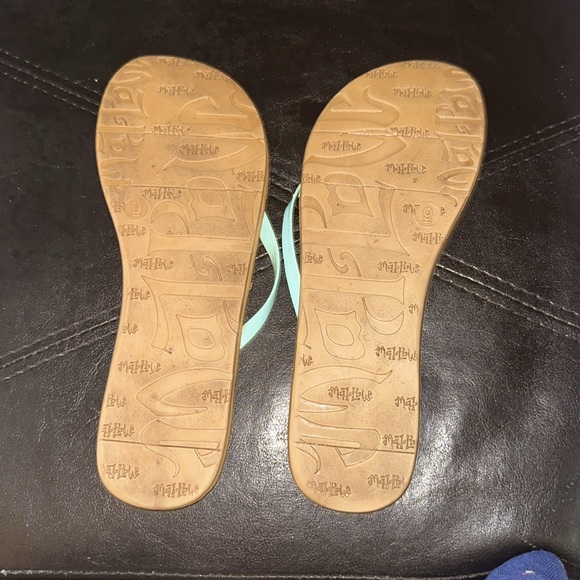 Mad Love Blue-Green or Light Turquoise.     Size 9 Sandals, Gentle Wear. Clean. - Picture 2 of 2